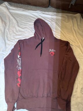 Sullen Men's Crewneck Hoodie - Burgundy with Rose Graphic